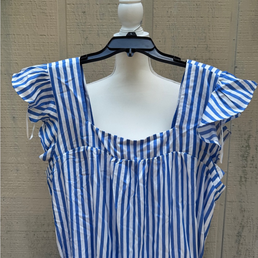 Draper James Blue and White Striped Midi Dress - Picture 3 of 7